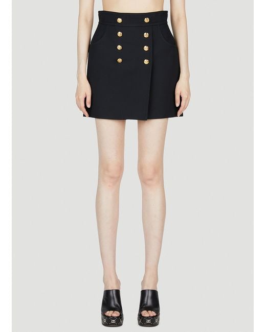 Gucci Black Button Front Mini Skirt