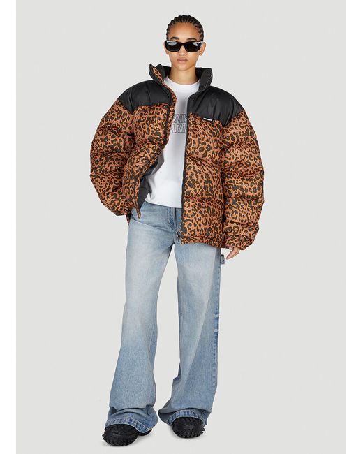 Vetements Brown Leopard Print Puffer Jacket