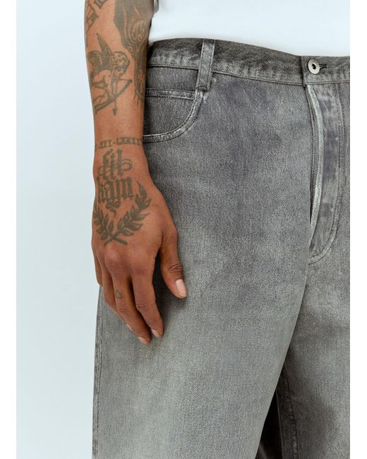 Bottega Veneta Gray Printed Denim Leather Pants for men