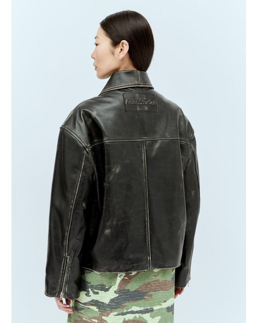 Acne Black Sanded Leather Biker Jacket