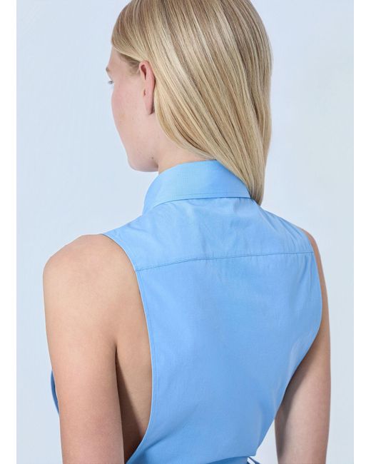Miu Miu Blue Poplin Sleeveless Shirt
