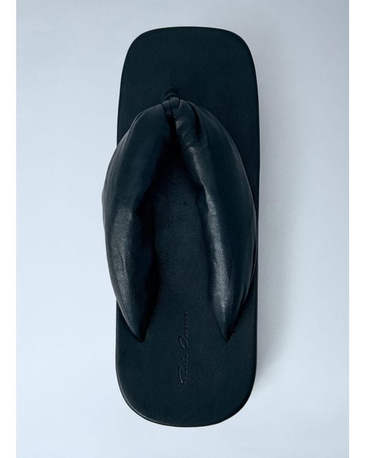 Rick Owens Blue Hollywood Flip Flop Leather Sandals for men
