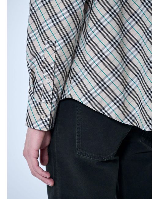 Burberry Gray Check Shirt for men