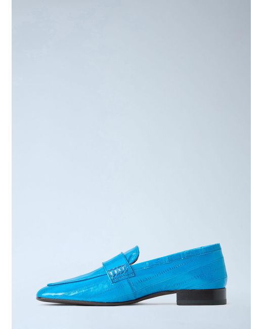 Dries Van Noten Blue Croc-Embossed Leather Loafers