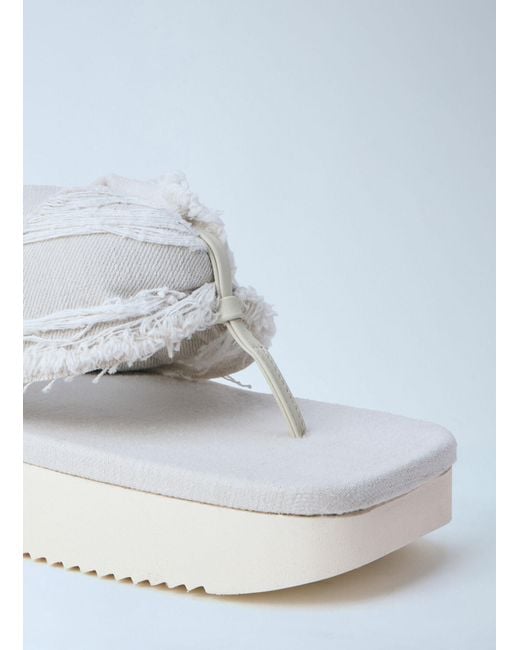 Rick Owens Blue Drkshdw Frayed Edge Thong Sandals for men