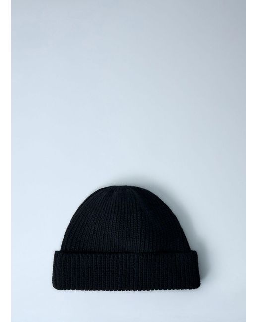 Prada Blue Logo Motif Wool And Cashmere Beanie Hat for men