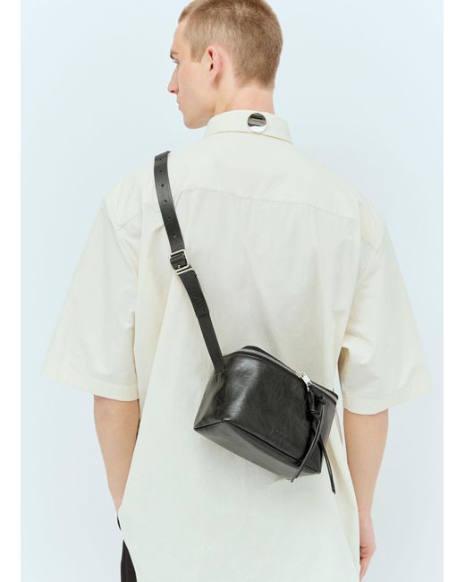 Jil Sander White Leather Camera Crossbody Bag for men