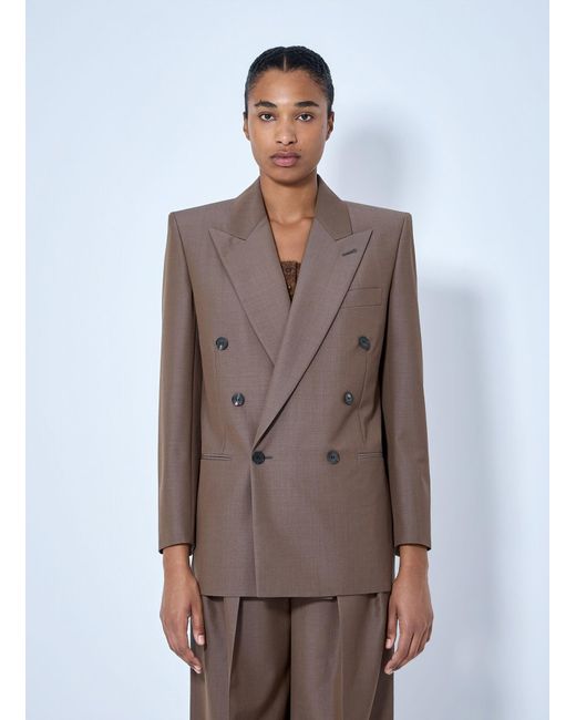 Saint Laurent Brown Double-Breasted Wool Blazer