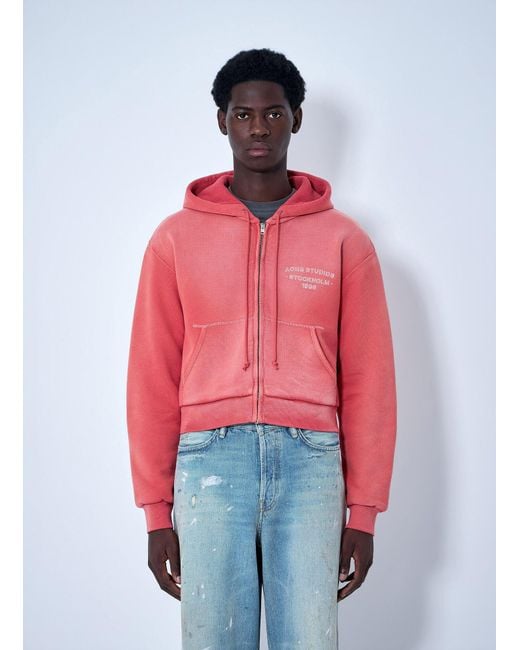 Acne Red Zip-Up Hoodie
