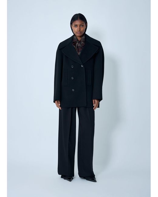 Saint Laurent Blue Tailored Wool Coat