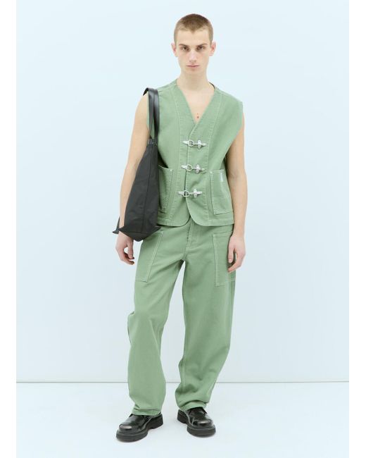 KENZO Green Elephant Workwear Gilet for men