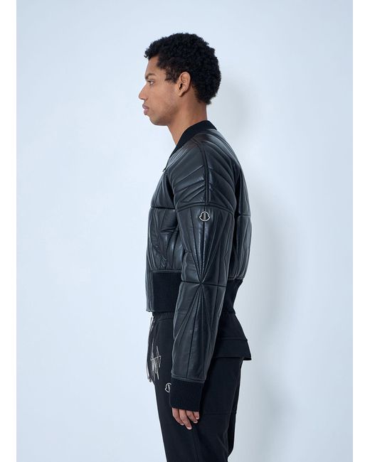 Moncler Blue Rick Owens Geocamo Cropped Quilted Bomber Jacket
