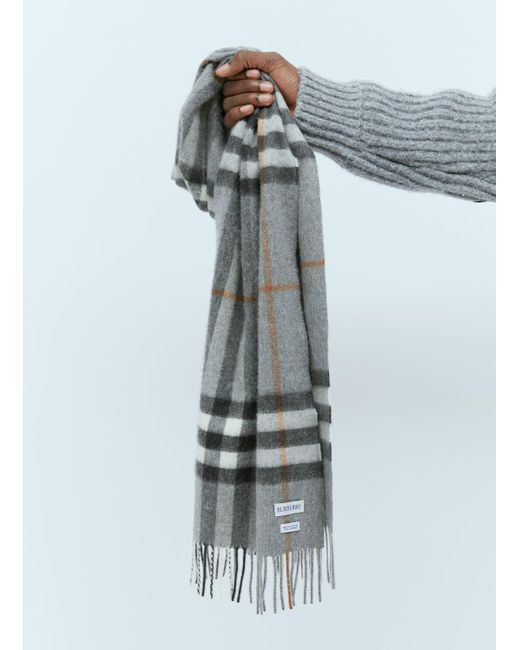 Burberry Blue Giant Check Cashmere Scarf for men