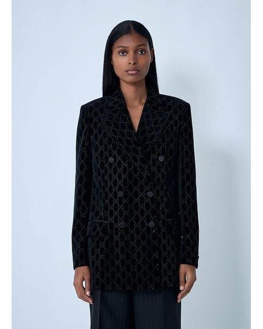 Gucci Blue Gg Velvet Blazer