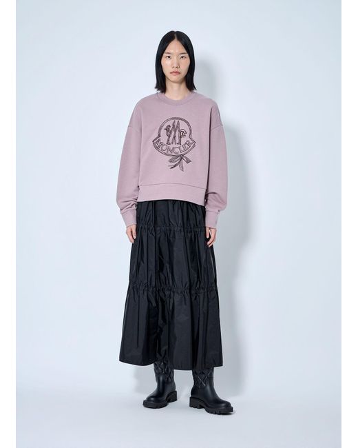 Moncler Purple Logo Embroidered Sweatshirt
