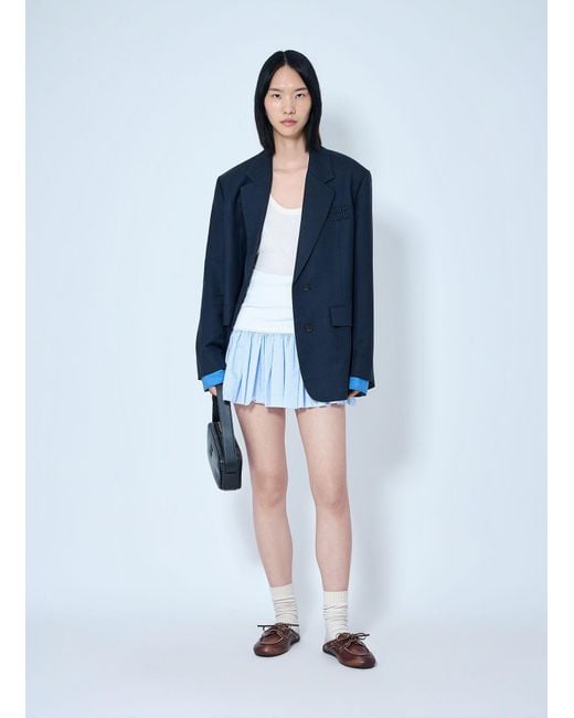 Miu Miu Blue Jersey And Poplin Mini Skirt