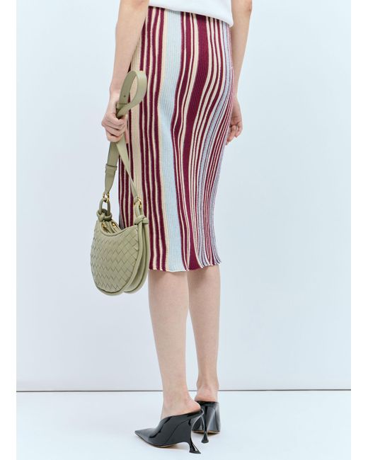 Bottega Veneta White Stripe Knit Midi Skirt