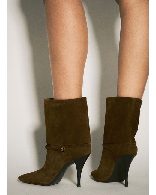 Saint Laurent Green Ricky Suede Boots