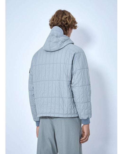 Stone Island Blue Quilted Hooded Jacket for men