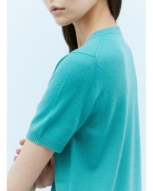 Miu Miu Blue Cashmere Short-sleeve Sweater