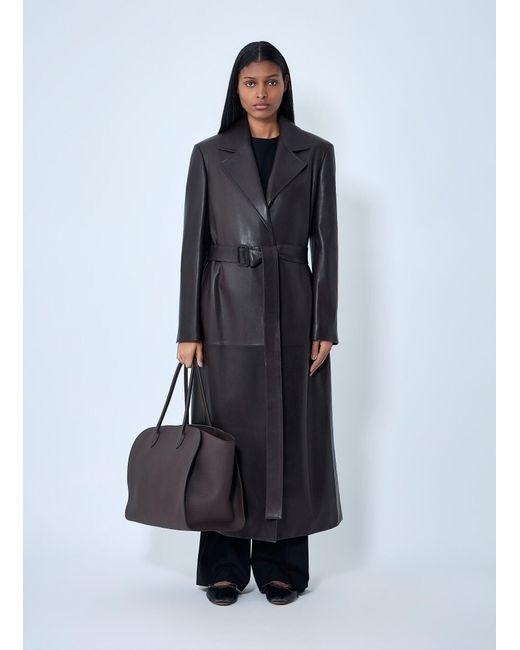 The Row Blue Raisa Leather Coat