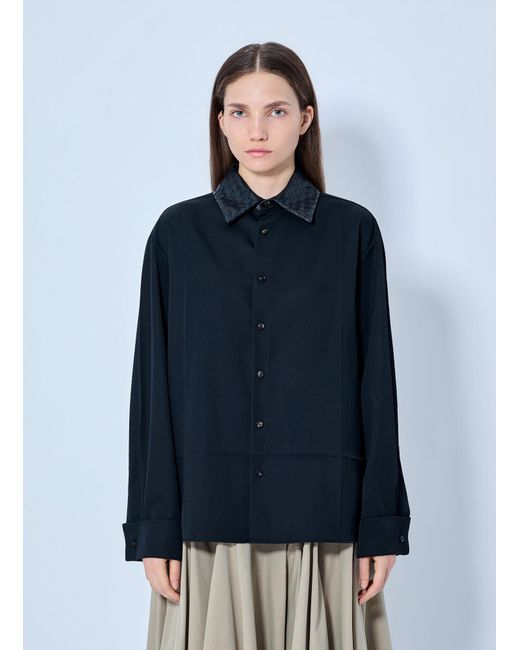 Bottega Veneta Blue Light Wool Twill Shirt