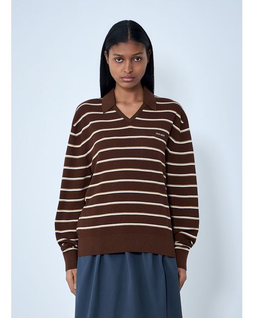 Miu Miu Multicolor Striped Knit Polo Sweater
