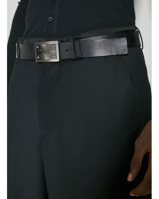 Dolce & Gabbana Black Logo Plaque Leather Belt for men