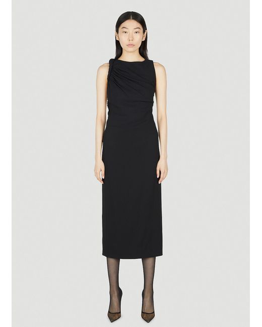 Versace Ruched Midi Dress in Black Lyst