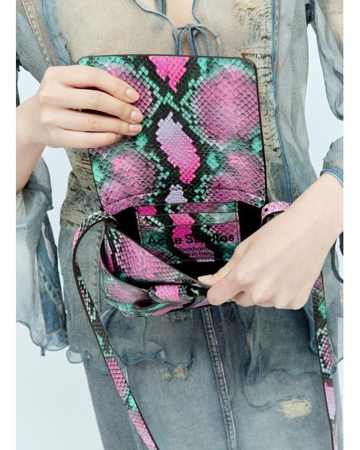 Acne Gray Snake Embossed Shoulder Bag