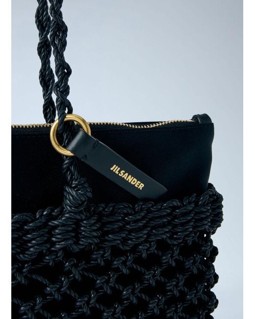 Jil Sander Blue Tangle Net Cord Shoulder Bag