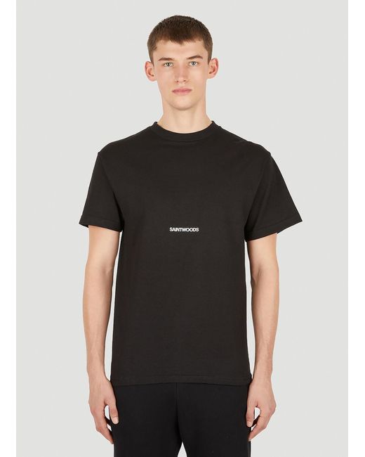 SAINTWOODS Cotton Logo Embroidery T-shirt in Black for Men | Lyst