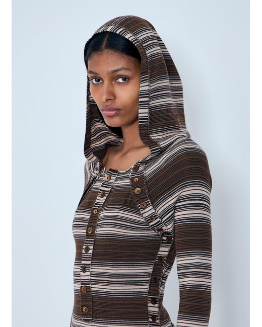 Miss Sixty Green Hooded Stripe Sweater