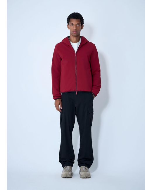 Moncler Red Batisse Hooded Short Down Jacket for men