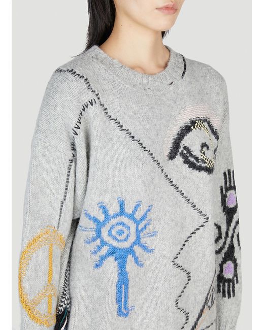 Stella McCartney Gray Folklore Embroidery Sweater
