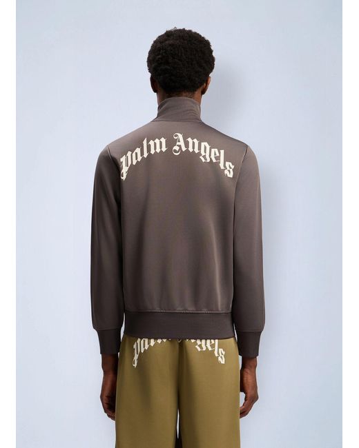 Palm Angels Brown Back Curved Logo Track Jacket for men