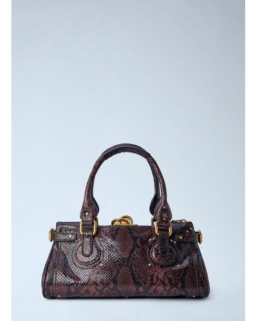 Chloé Red Paddington Embossed Python Effect Shoulder Bag