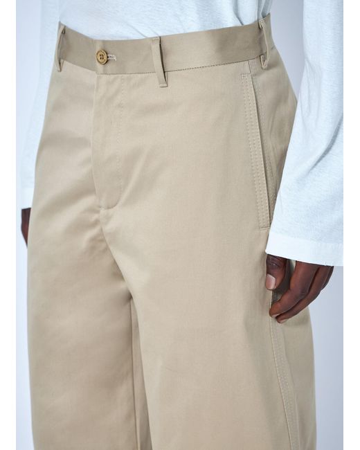 Acne White Cotton Satin Tailored Trousers for men