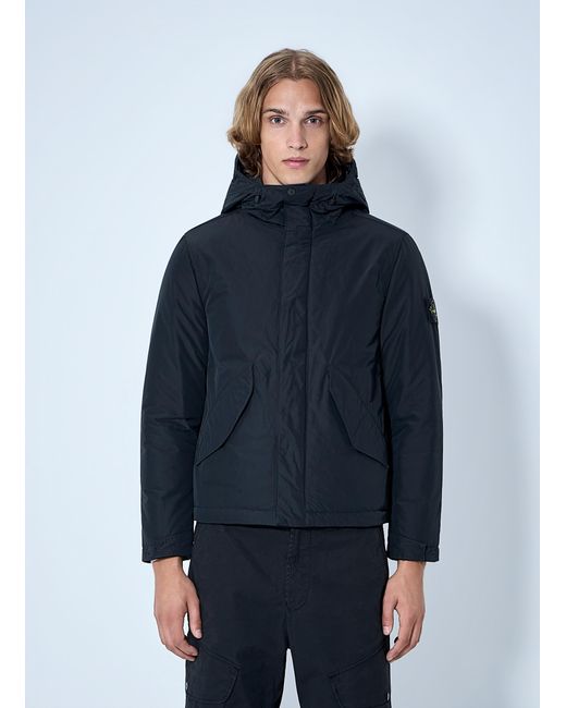 Stone Island Blue Hooded Jacket With Patch Detail for men