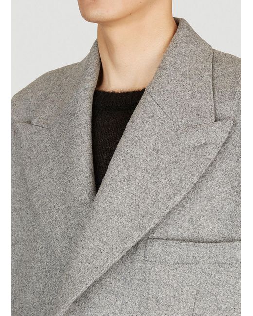 Dolce & Gabbana Gray Double-breasted Wool Coat for men