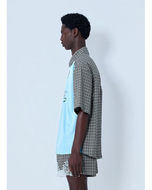 Martine Rose Blue Patchwork Cotton Polo Shirt for men