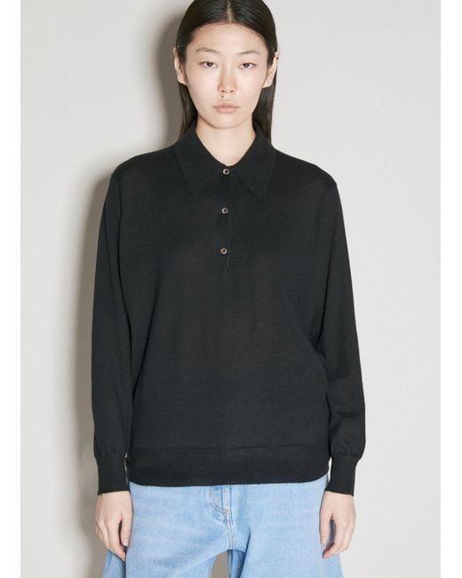 Prada Black Cashmere Polo Sweater