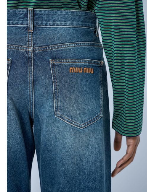 Miu Miu Blue Wide-Leg Denim Jeans