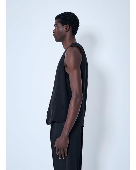 Saint Laurent Blue Silk Crepe Waistcoat for men
