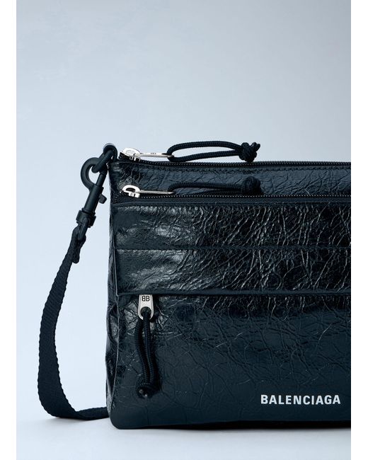 Balenciaga Blue Explorer Double Pouch Messenger Bag for men