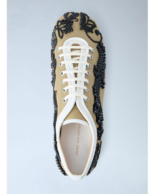 Dries Van Noten Green Embroidered Lace-up Sneakers