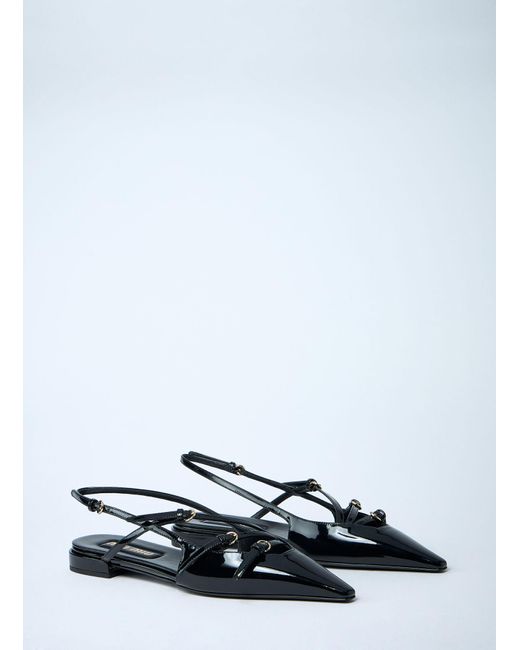 Miu Miu White Patent Leather Slingback Ballerina Flats
