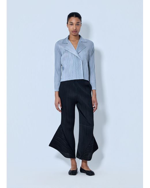 Pleats Please Issey Miyake Blue Structured Pleat Long Sleeve Shirt