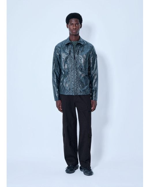 Stone Island Blue Crinkle-Effect Shirt for men