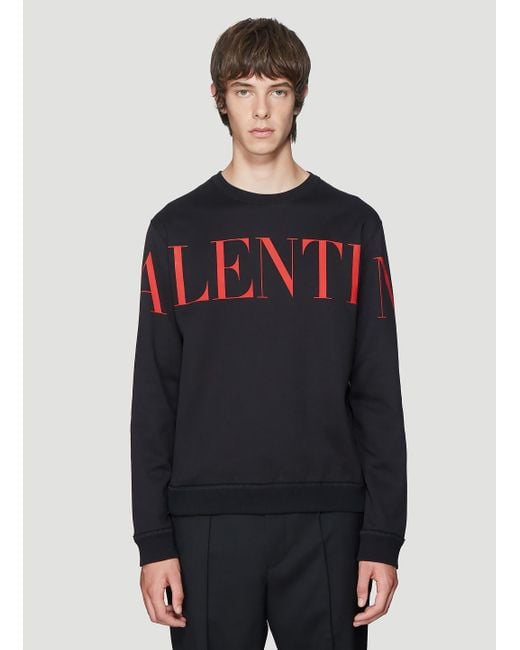 Valentino Logo-print Cotton-blend Sweatshirt Black Men | Lyst